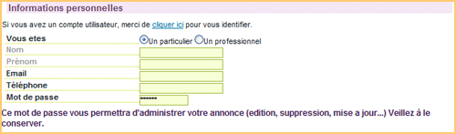 Renseignements personnels a fournir